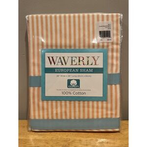 Pair Waverly Candid Moment-Melon Stripe European Sham Cotton Square Pillow Cover